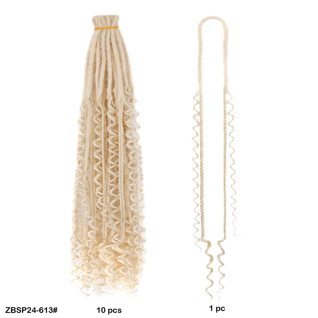 10 Stück/Los Häkelhaar Afro Göttin Böhmische Box Braids 24 Zoll Gehäkelte Box Braids mit River Locs Lockigen Enden Haar Synthetische Zöpfe