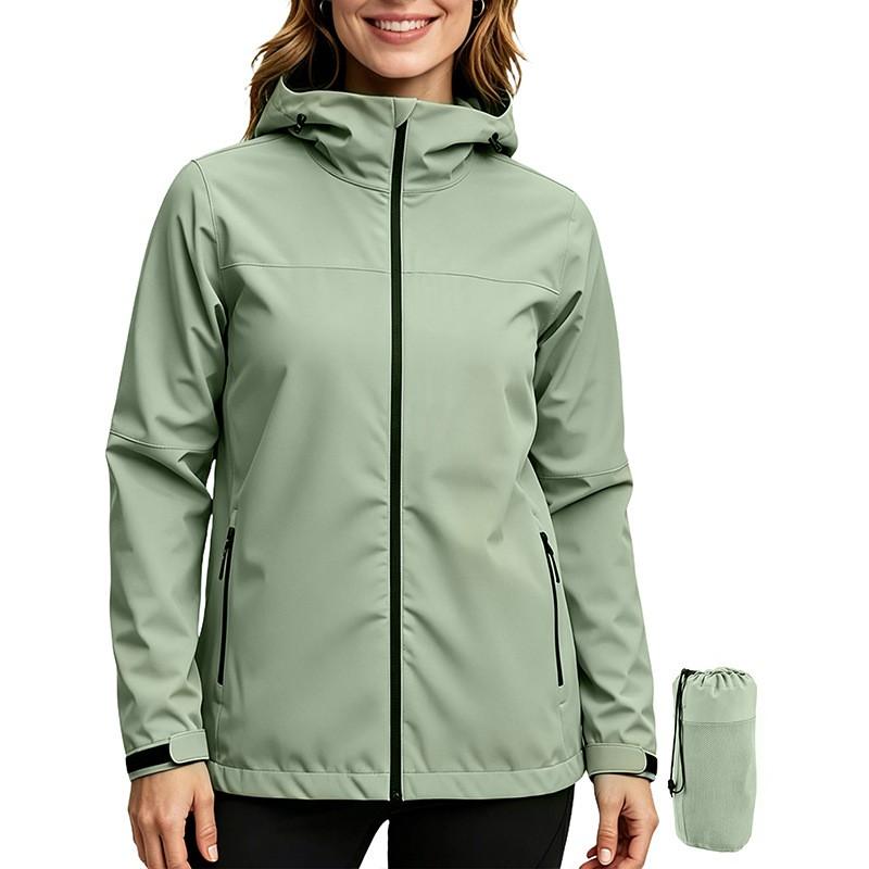 Womens Hooded Hiking Jacket Waterproof Windproof Outdoor Trekking Coat