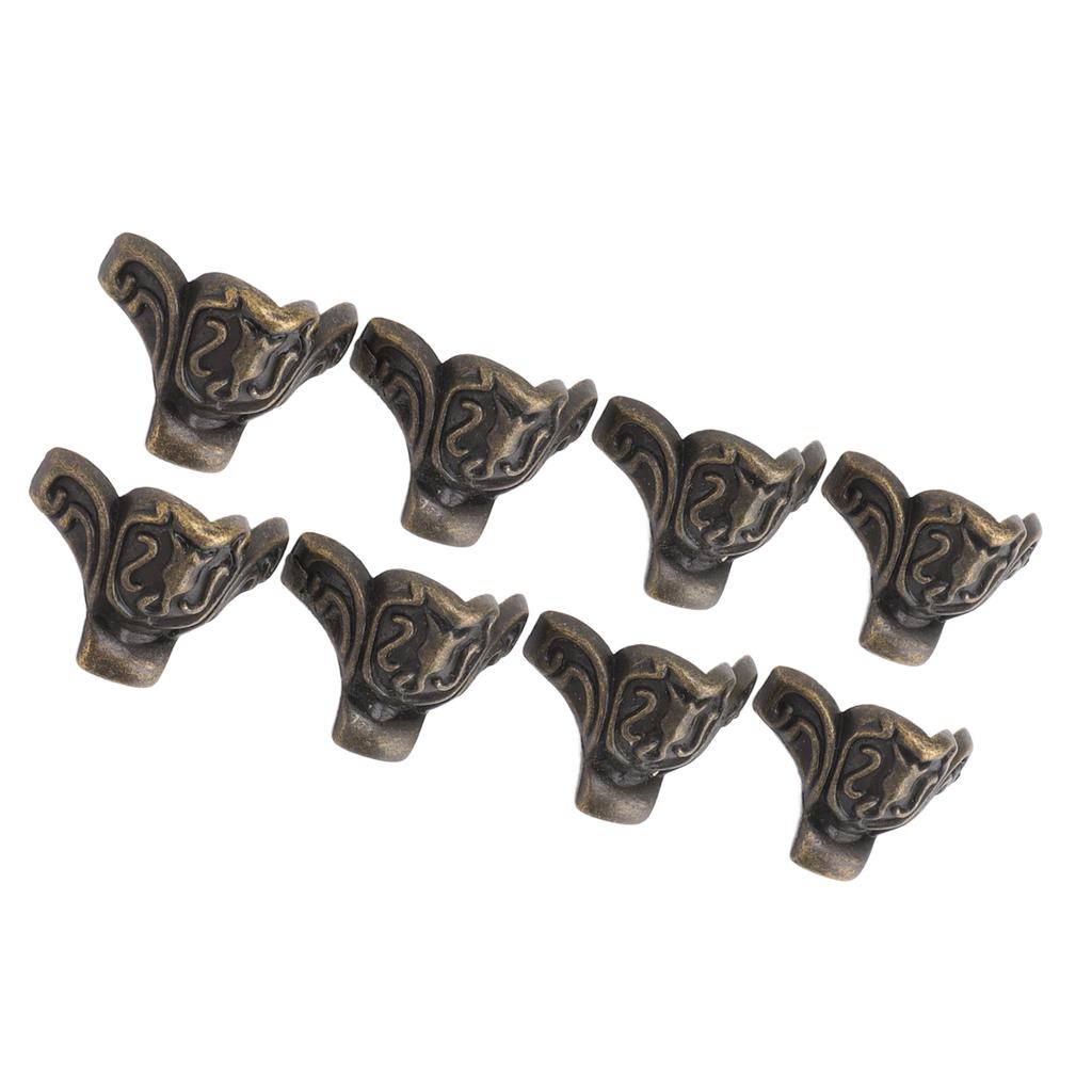 8pcs Jewelry Case Hardware Feet Bronze Zinc Alloy Decorative Legs Corner Protector Feet for Boxes Small Cabinets
