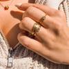 Yori Statement Stainless Steel Flower Open Ring Women Minimalist 18k Gold Color Texture Charm Jewelry Gift New