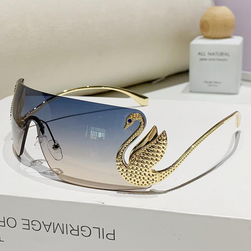 Nowe Bezramkowe Okulary Przeciwsłoneczne Y2K z Ciętą Krawędzią: Modne, wyszczuplające, chroniące przed UV okulary w stylu ulicznym
