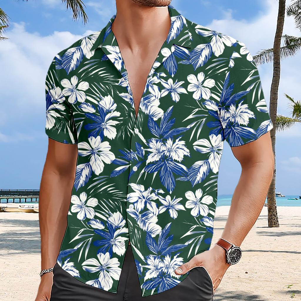 3D Floral Pattern Print Men's Short Sleeve Button Up Lapel Shirt For Summer Holiday Resort Hawaiian Style Shirt Men 2025