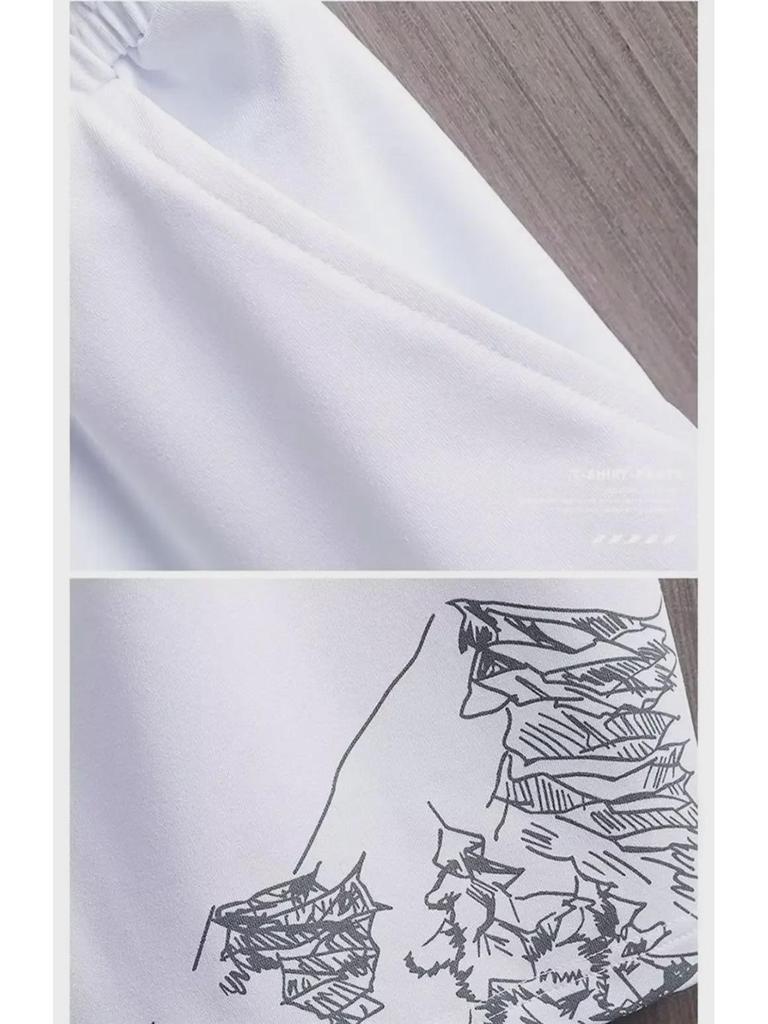 Men's Trendy Summer Sports Set: Lightweight Short-Sleeve T-Shirt & Shorts with Printed Design