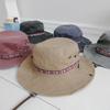 Women's Camping Wide Strap Pattern Button Hiking Hat