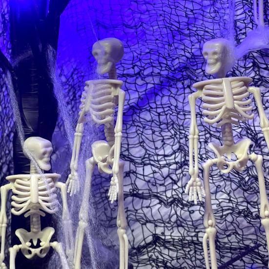 10 Pcs Mini Skeleton Figurine Decoration 6" Posable Human Bone Statue Plastic Skull Prop for Halloween Home Haunted House Party Favors