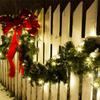 2.7m Christmas Wreath Christmas Rattan Mantel Decoration Wreath Wicker Garland with 30 LED