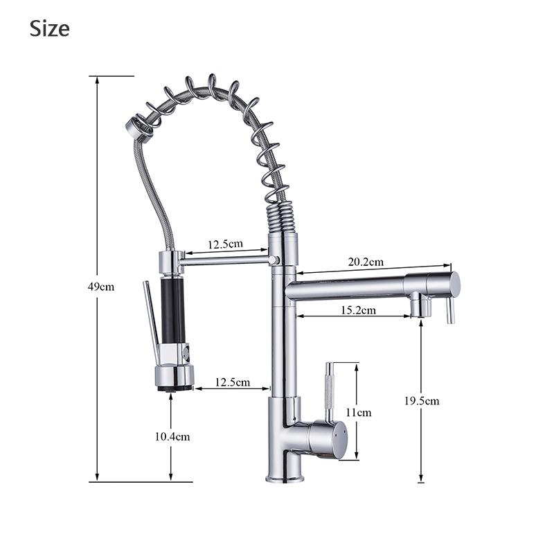 Rubinetto da Cucina Rozin Nero e Oro Rosa a Molla Estraibile Miscelatore Acqua Calda e Fredda Rubinetto a Cascata con Doppia Uscita Montaggio su Lavello