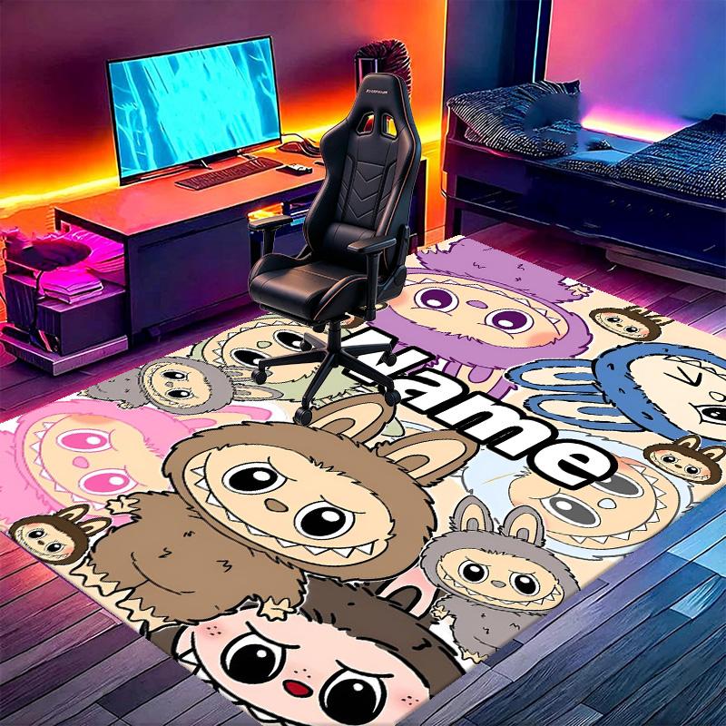 Custom Name Personalized Labubu Print Carpet, Versatile Home Decor Rug, for Playroom, Apartment, Balcony, Entryway, Hallway Gift