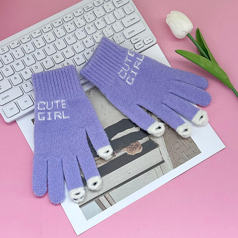 

Women Men Winter Knitted Full Finger Gloves Unisex Solid Touch Screen Outdoor Warm Cycling Driving Mittens HOT SALE светло-фиолетовый