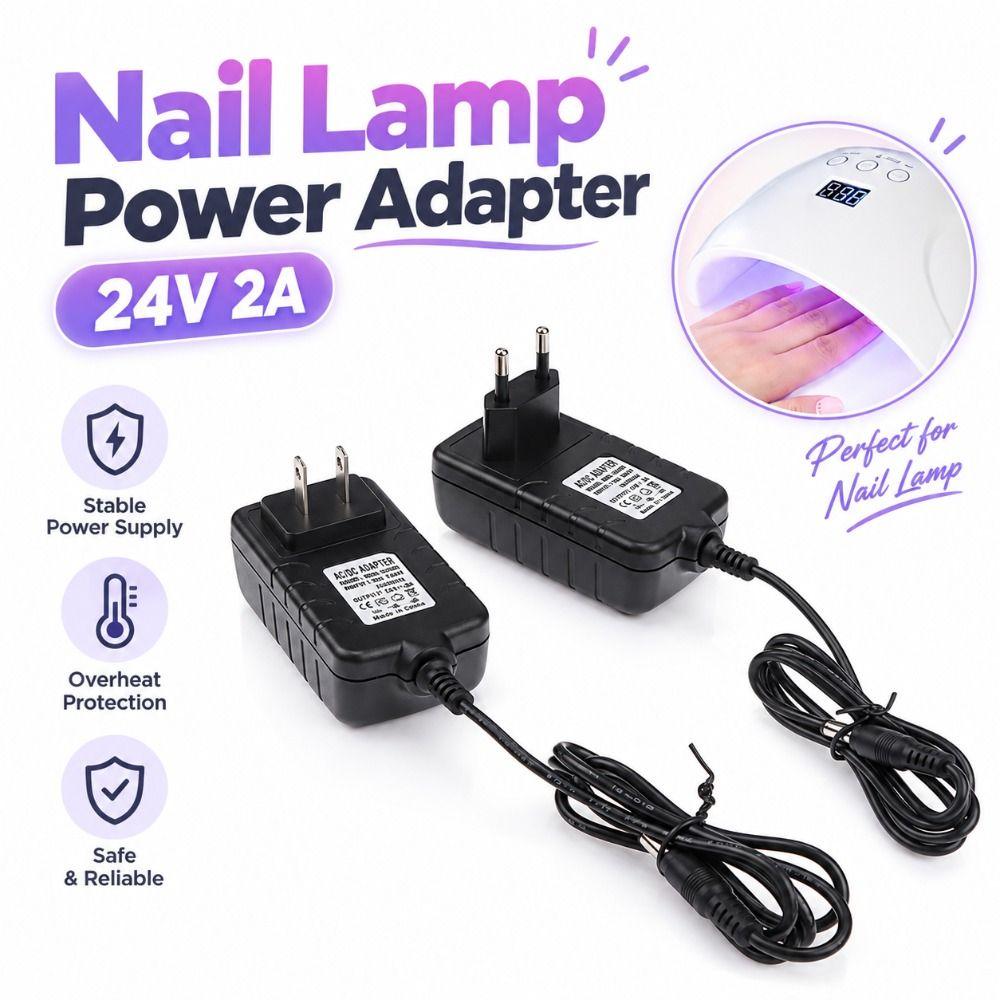 24V 2A Nail Lamp Power Adapter Black AC DC Adapter New UV LED Lamp Adapter UV LED Nail Dryer