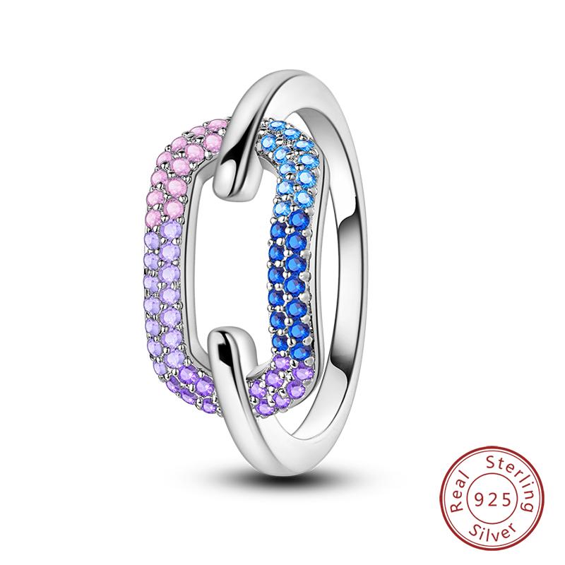 

Rings For Women 925 Silver Heart Shaped Cross Crown Rings Sparkling Colorful Zircon Wedding Engagement Jewelry Gifts 9