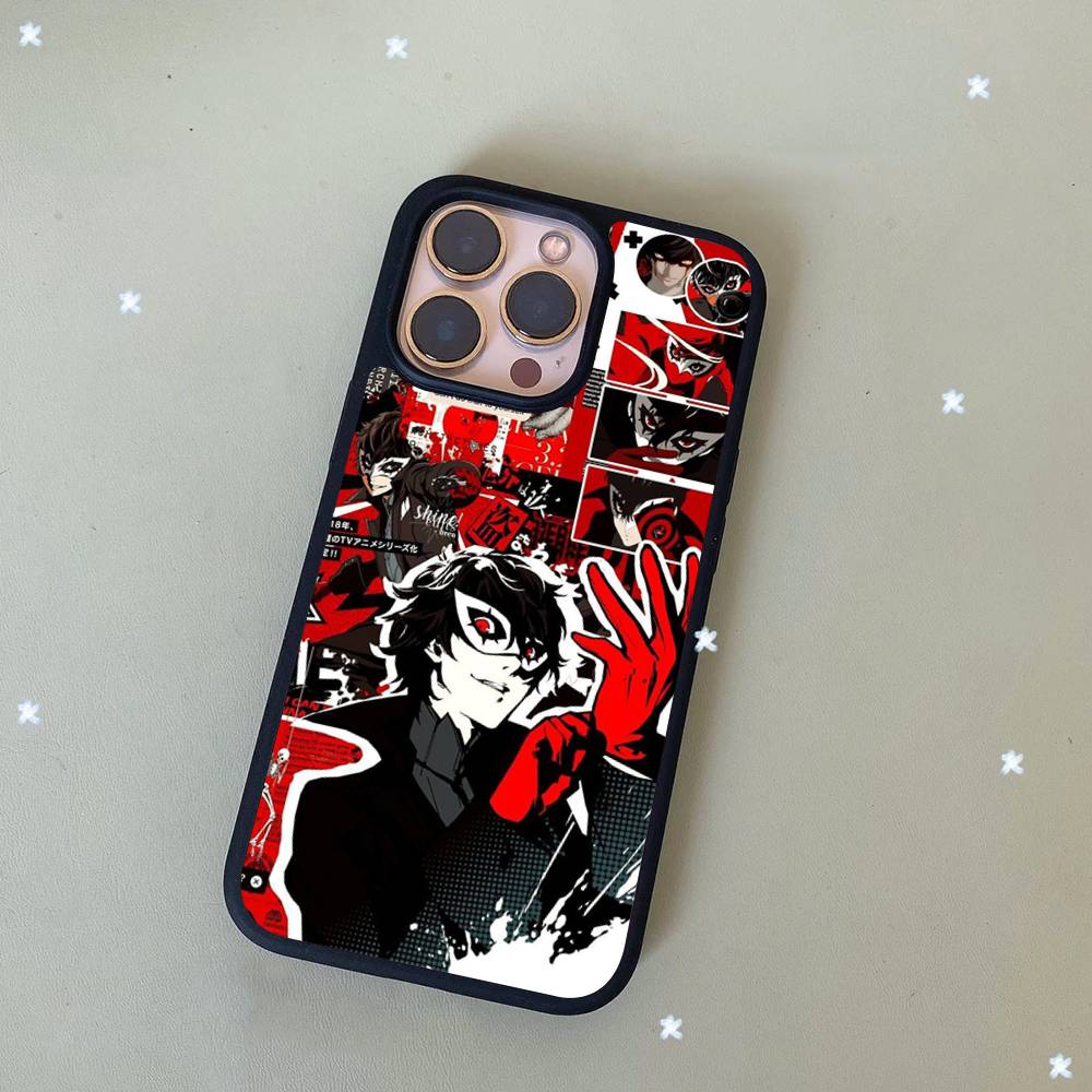 Game P-Persona 5 Cool Black Silicone Hard Plastic Phone Case For Iphone 17 Air 16 15 14 13 12 11 Pro Max PC TPU