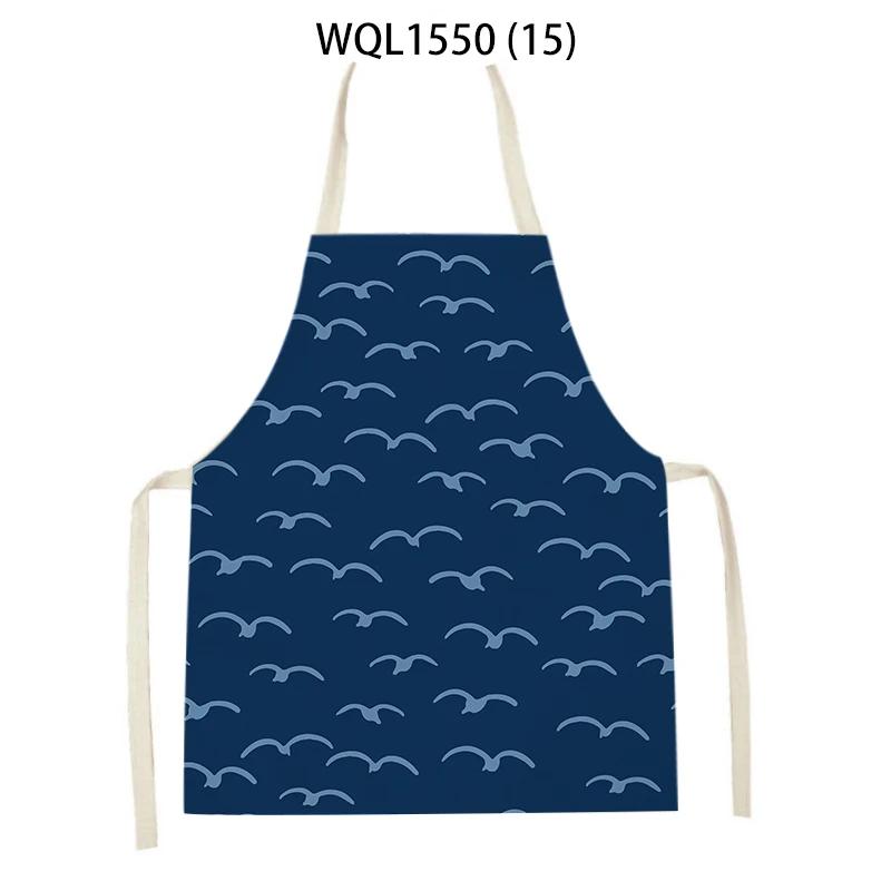Lovely Seagull Lighthouse Patttern Sailboat Aprons Adult Kids Kitchen Aprons for Home Cooking Baking Cleaning Tool Adult Bibs