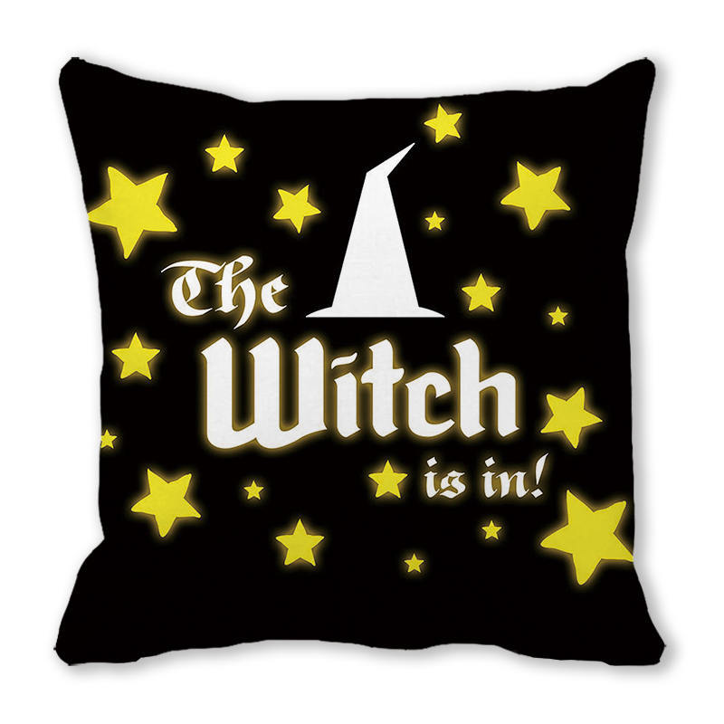 Creative Halloween Happy Letters Digital Printing Short Plush Pillow Covers for Car Sofa Office Cushion Cover Home Goods