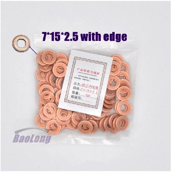 100PCS 7×15mm 7×13mm 9×18mm Diesel Common Rail Injector Nozzle Copper Seal Washer Fuel Pump Gasket Pad for CAT