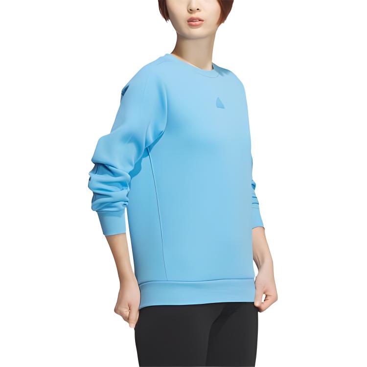 adidas Felpa da donna a maniche lunghe girocollo pullover sportiva casual da esterno tinta unita blu JE8614