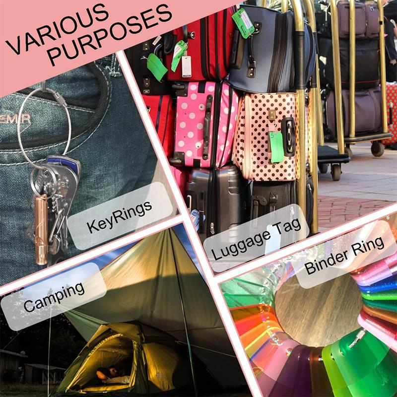 Stainless Steel Keychain Rope Outdoor Rubber Coated Key Ring for Camping Colorful Hanging Keychain 5pcs Durable Wire