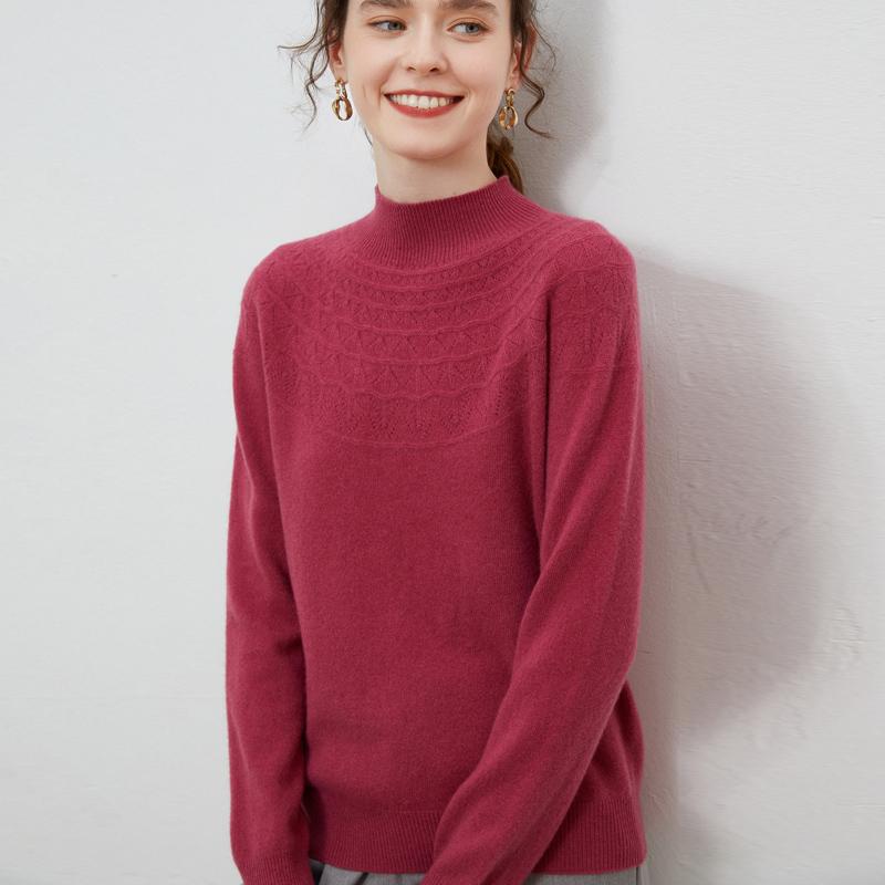 

Женский свитер, водолазка из 100% шерсти, СОВРЕМЕННЫЙ НОВЫЙ вязаный пуловер SAGA, зимние джемперы, женский вязаный топ с длинными рукавами 2XL розы красного