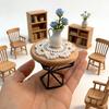 46028 46034 Scale Miniature Dollhouse End Table Furniture Wooden Round Side Tea Table