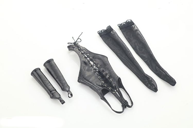 

1/6 Scale Sexy Clothing, 1/6 Female High-Folk One-Piece Leather Lingerie, Trendy Doll Top, Sexy Suit (Bodywork, Head, and Shoes Not Included) Black