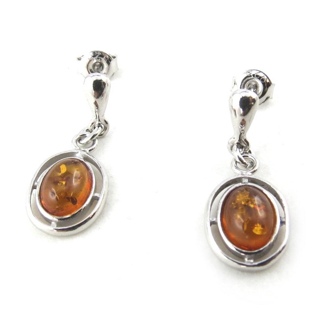 Les Trésors De Lily [N1960] - Stříbrné náušnice Amber 'Inspiration' (rhodiované) - 25x10 mm