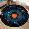 Kids Room Round Rug Non-Slip Carpet Floor Mat Area Rug Solar System Planet Design for Living Room Bedroom Playroom Minimalist