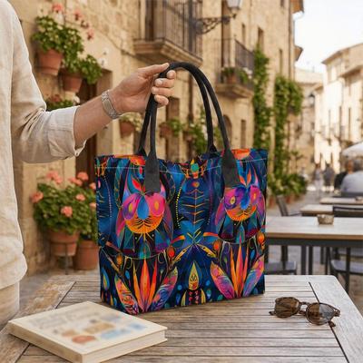  Colorful Floral Tote Bag Fashion Large Capacity Daily Shoulder Handbag for Casual Outings