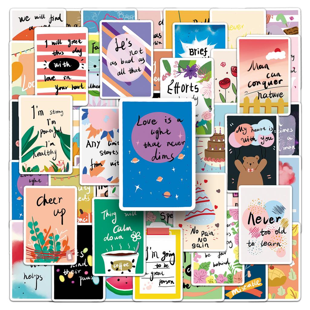 50 Karet s povzbuzením Kreslené Personalizované Kreslený Film Anglické Dětské Gu Karty DIY Pouzdro na Mobil Kufr Samolepky