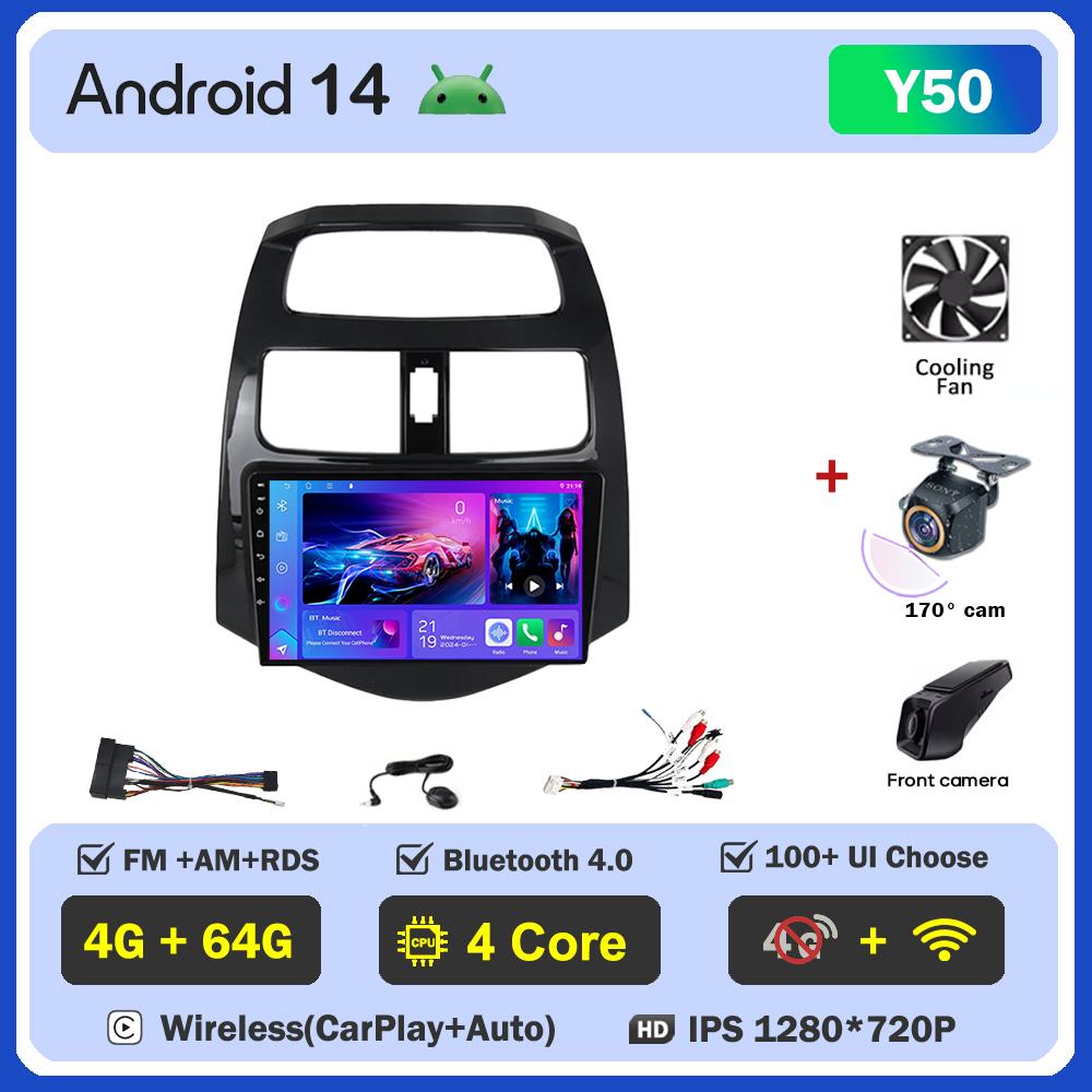 Car Radio Player Android 14 For Chevrolet Spark Beat Matiz Creative 2009-2016 Carplay Auto Screen Wireless Android Auto Carplay