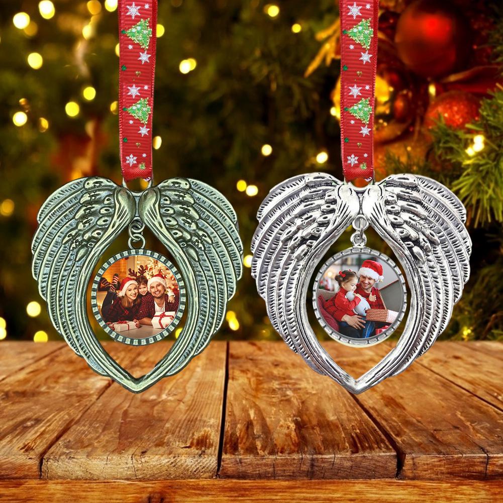 Photo Frame Pendant Angel Wings and Heart-shaped Valentines Day Christmas Party Holiday Party Props Christmas Tree Ornaments