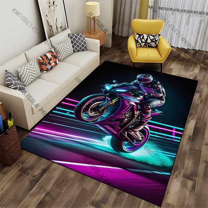 Futuristic motorcycle performing stunts carpet Yoga living room room decor children s crawling mat doormat area rug 40x60cm
