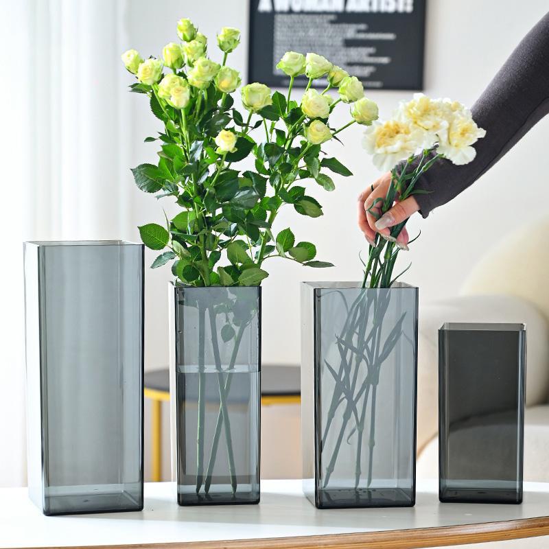 Acrylic Flower Box Transparent Vase Flowers And Green Plants Flower Arrangement Hydroponic Container Square Box Floral Storage