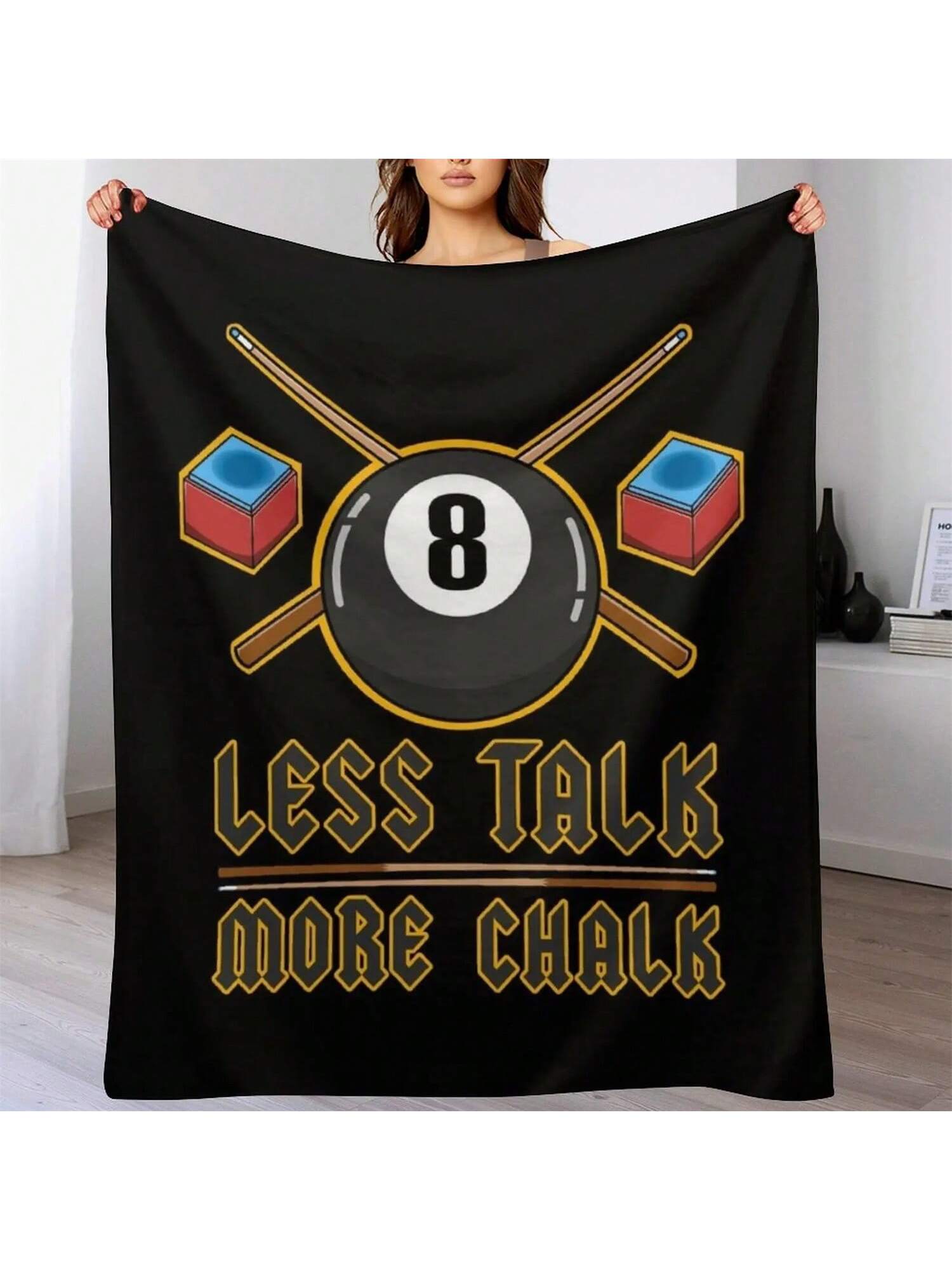 

Less Talk More Chalk - Pool Billard Player Throw Blanket Personalized Gift Heavy Luxury Brand Blankets And Throws Blankets 75X95CM сірий колір