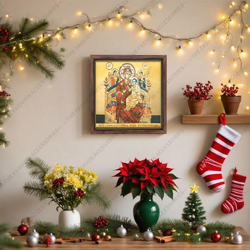 Dekorative Malerei orthodoxer Ikonen, Geweihte Ikone "Die Zarin", Malerei auf Fotorahmen, Christliche Wandkunst, 20cm*20cm, Spirituelles Dekorgeschenk