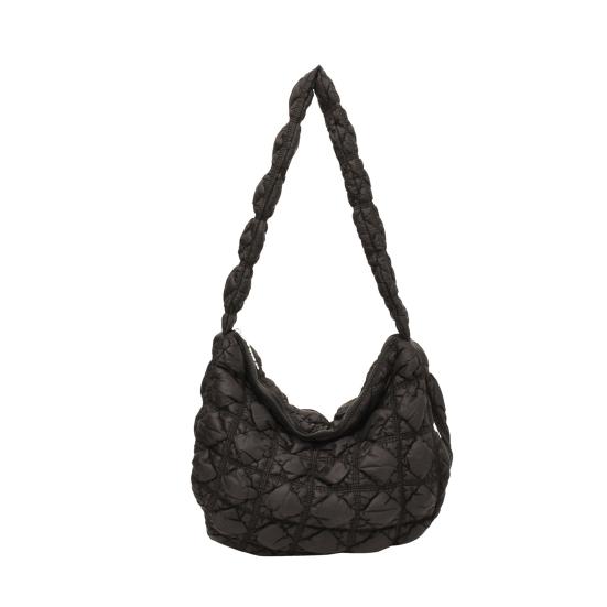 Women Quilted Tote Bag Solid Color Large Capacity Soft Puffer Handbag Portable Lightweight Crossbody Bag