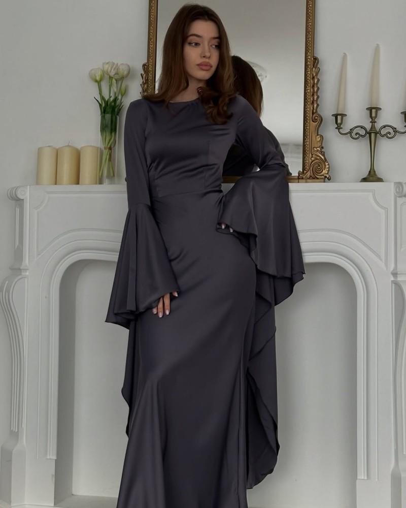 2024 Autumn/Winter Women's Flowing Sleeve Evening Dress with Big Swing Style