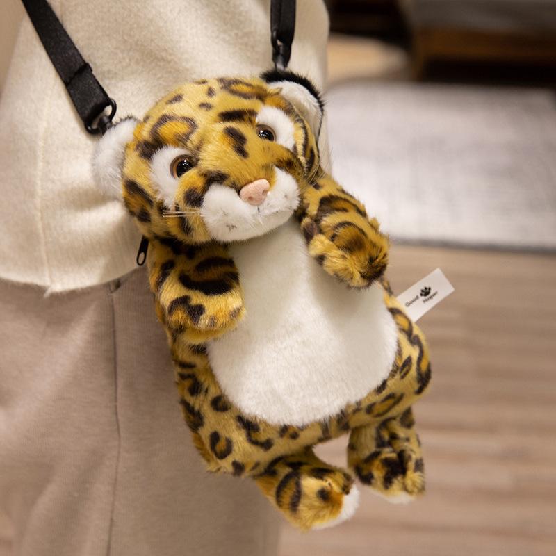 Cartoon Tiger Raccoon Bag Plush Toy Doll Snow Leopard Koala Doll Children Messenger Bag Soothing Doll