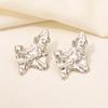 6pcs Simple Kpop Fashion Rectangle Irregular Stainless Steel Ear Studs For Women Men Accessories Silver Color Earrings Jewelry