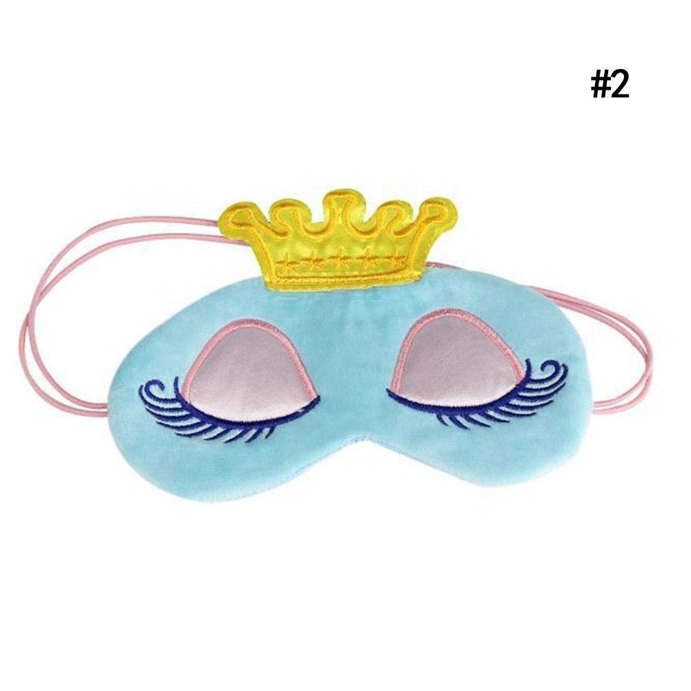 Cute Eyes Cover Crown Style Travel Sleeping Blindfold Shade Eye Mask (Color:Light blue,Pink)