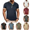 Men's  Outdoors Exercise Leisure Button Round Neck Short   Sleeved Shirt