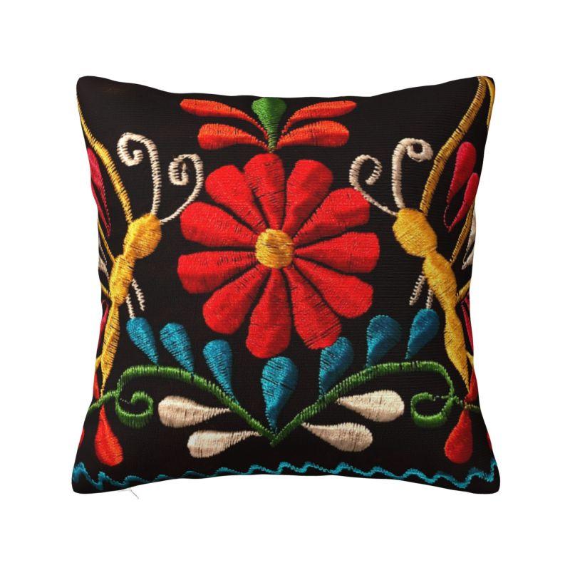 Colourful Floral Mexican Flowers Throw Pillow Case Home Decor Sofa Chair Cushion Cover Polyester Cozy Pillowcase Dakimakura