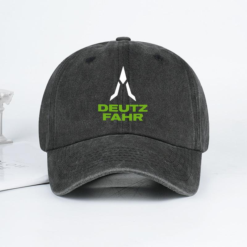 Deutz Farm Logo Aufdruck Gewaschene Baseballkappe Weich, Bequem, Atmungsaktiv, Verstellbar Retro Bauernhof Stil, Minimalistisch Lässig Mode