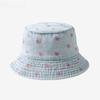 1 pezzo Cappello a secchiello estivo con ricamo di ciliegie lavato per donna, cappello da pescatore per esterni, cappellini protettivi solari carini per viaggi, spiaggia