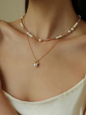 Simple and Versatile Zircon Bead Necklace, Zircon Pendant Necklace Combination, Multi-layer Necklace, Women's Zircon