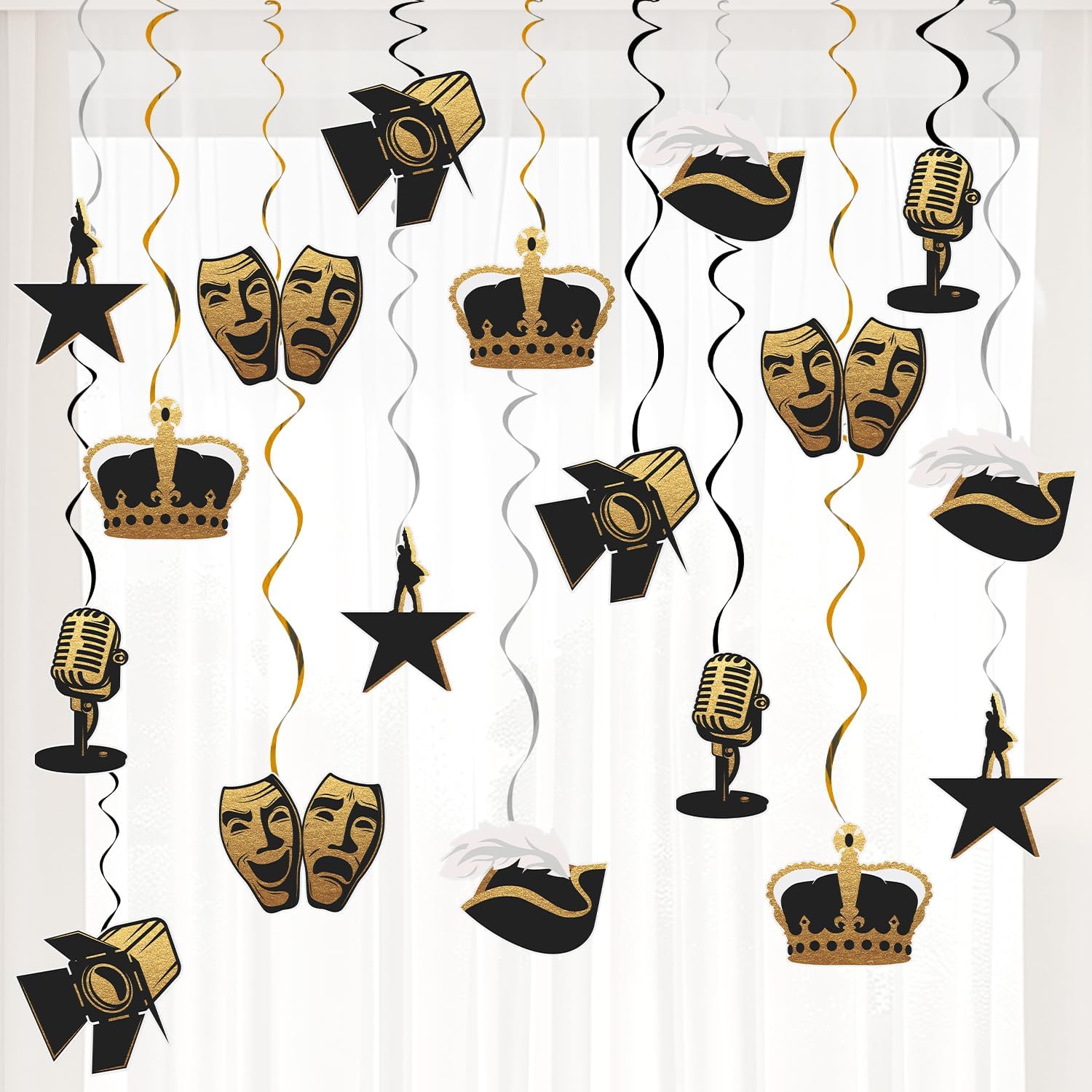 n Musical Party Supplies Decorations 18Pcs The Famous Musical Birthday Foil Ceiling Hanging Swirls Streams for Kids Adult Broadway Musical Lover American Musical