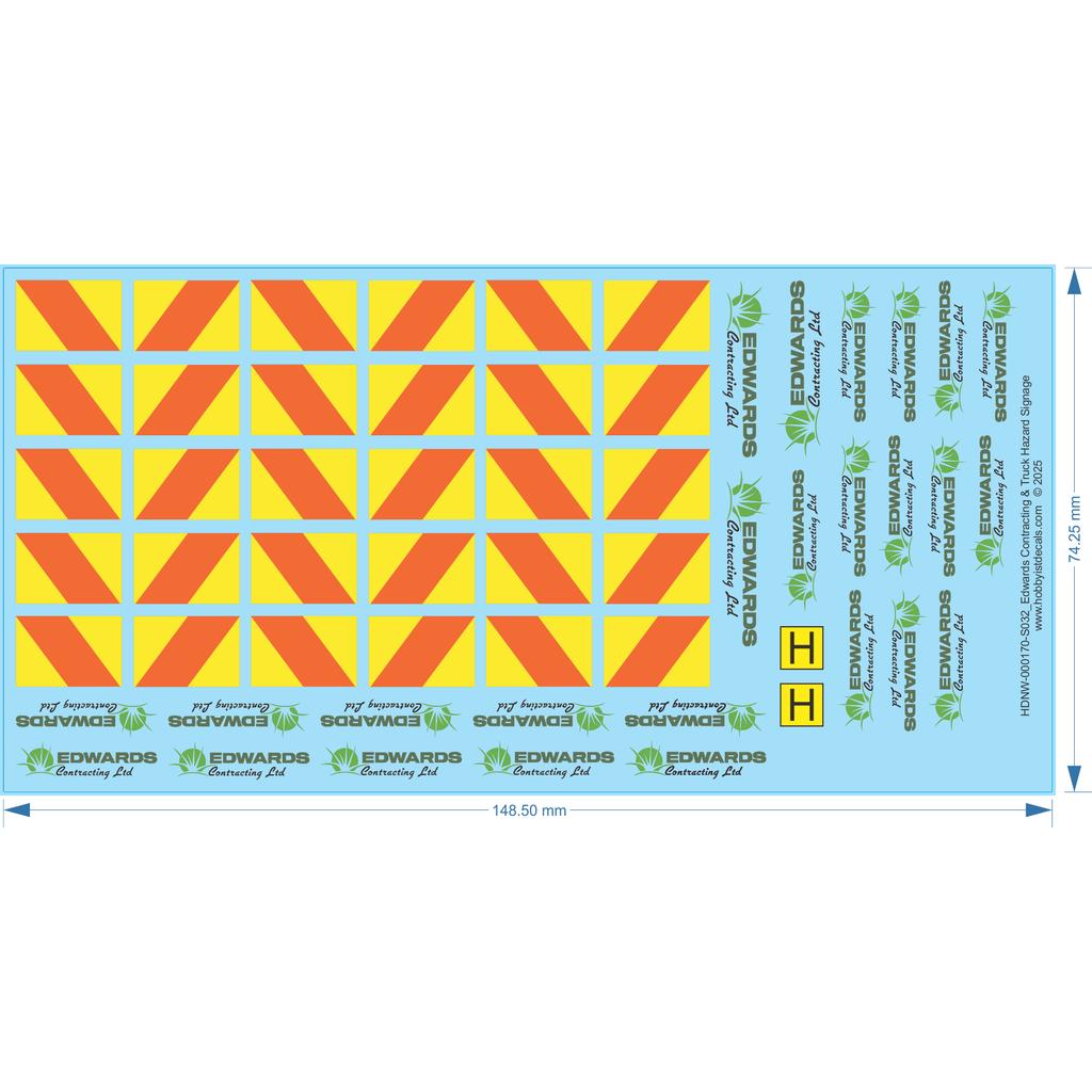 Edwards Contracting & Truck Hazard Signage - 1/32 - Water Decal