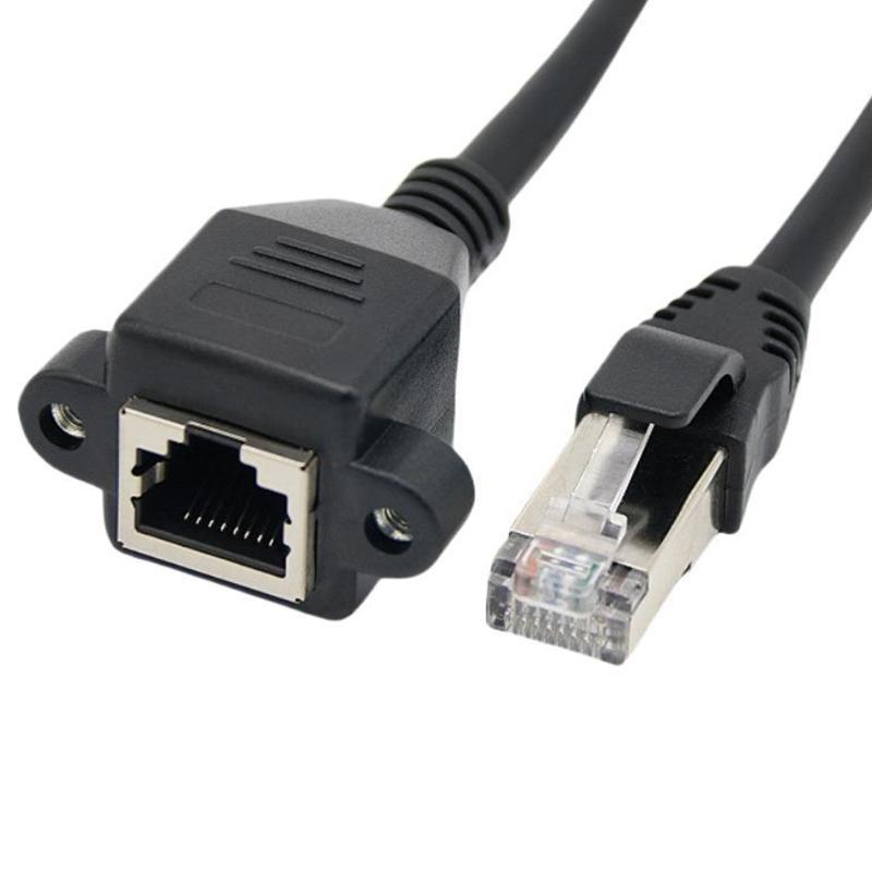 RJ45 Ethernet Extension Cable Cat6 Male to Female Shielded Screw Panel Mount Gigabit Internet LAN Networking Cable