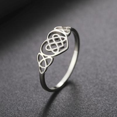 LIKGREAT Classic Hollow Love Heart Celtics Knot Rings Vintage CopperColor Wedding Party Gifts For Women Fashion Amulet Jewelry