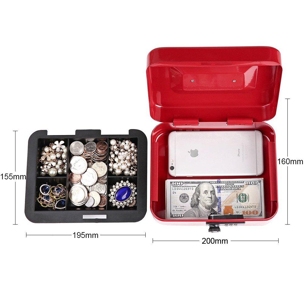 Jssmst Hand Safe Dial Type Metal 20x16x9cm B6 Size CB0702M (Red)