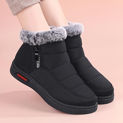 Winter Slip-On Boots Waterproof Non-Slip Boot and Low Heel for Comfortable Shoes Winter